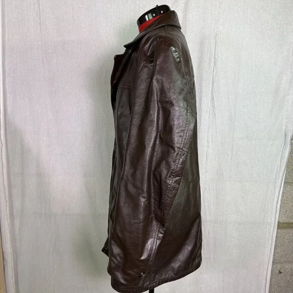 Vtg Cooper Coat Mens 42 L Brown Leather Jacket Removable Faux Fur Lined Made USA - Picture 2 of 10